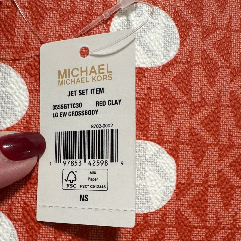 Michael Kors Orange/Red and White Dot Crossbody Bag NWT Jet Set - Picture 7 of 7